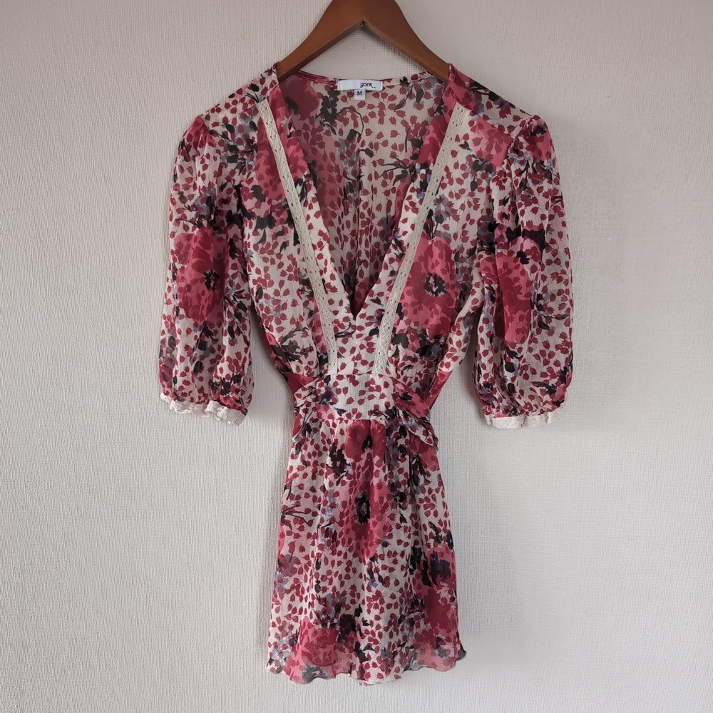 Yank Y2K Babydoll Top Romantic Floral Fairy Peasant Boho Cottagecore Coquette - Picture 3 of 13